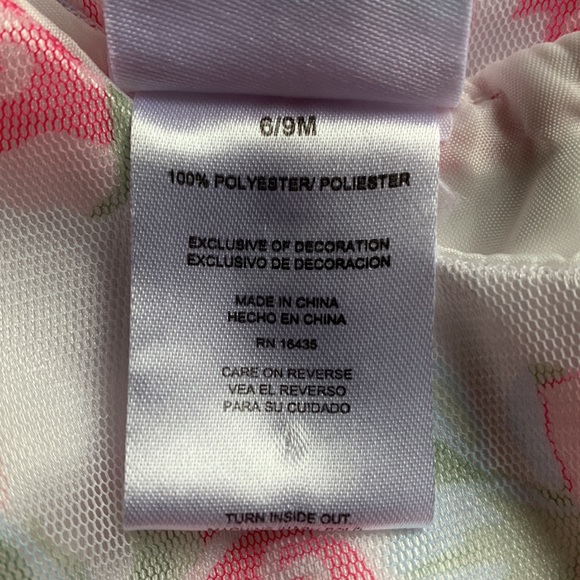 Nannette Baby,6-9m,Perfectly Pretty in Pink,Printed Shades of Pink Roses onTulle - Picture 7 of 9